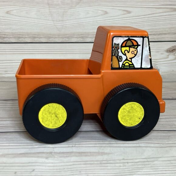 VTG Tupperware Tupper Toys Pick Em Up Truck Orange w/9 Number Cubes 70s Toy Car - Picture 12 of 13